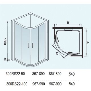 Душевой уголок WeltWasser СЕРИЯ WW300 Арт. 300RS22-100 Размер 1000х1000х1850